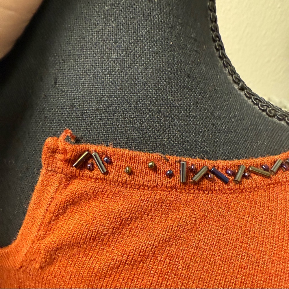 Judith Hart Rust Silk Blend Embellished Beaded Fall Sweater Top XL - Picture 6 of 8